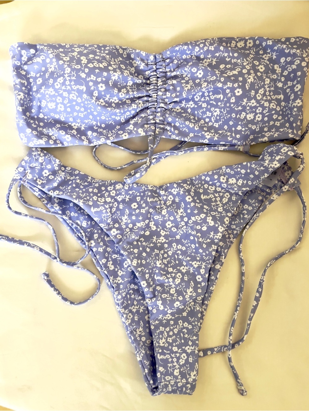 NWOT Lavender Floral Tie-Side Bikini Set
